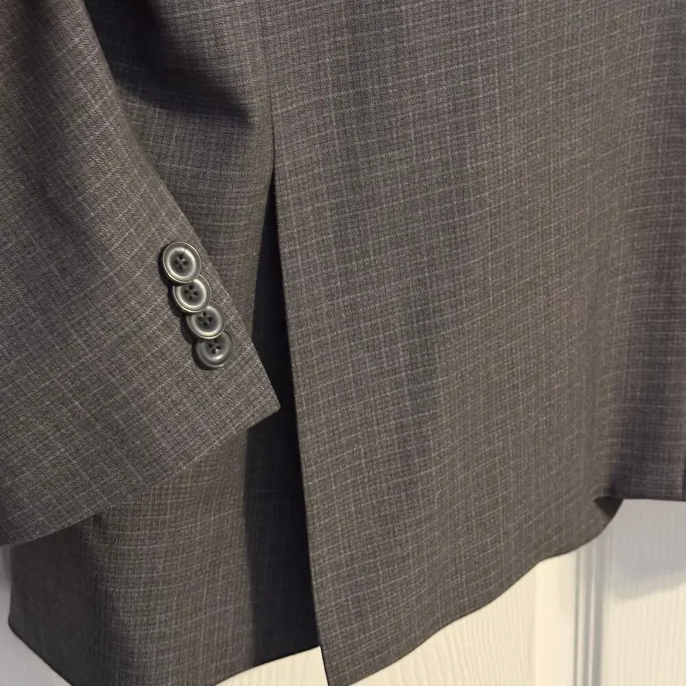 Michael Kors 52R Gray Windowpane Plaid Blazer Sport Coat Big Tall 2-Button